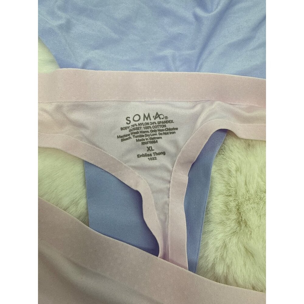 SOMA Embliss size XL Soft Stretch Thong Panty Pink & Purple NEW  X-Large 2 pair - Picture 6 of 6